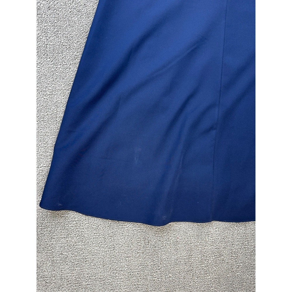 Adrianna Papell Dress 10 Navy Blue Crepe Chiffon Gown Ruffle V-Neck Maxi - Picture 12 of 15
